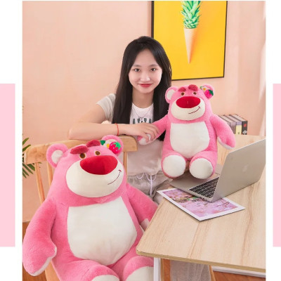 Thú nhồi bông gấu dâu ngồi màu hồng đơn giản - Size từ 40cm đến 90cm - Quà tặng Lotso dâu cute có mùi thơm chất liệu lông xù.