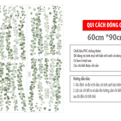 Sticker Giấy Dán Tường Decal Dán tường Mẫu Hoa Lá Cực Xinh ZH002