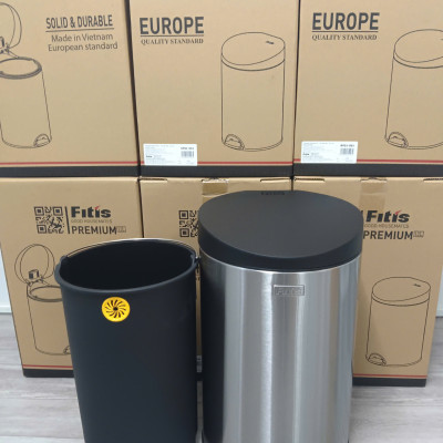 Thùng rác inox FITIS đạp tròn nhỏ RPS1-901 - inox - 12L