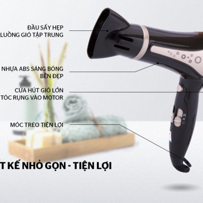 Máy sấy tóc SUNHOUSE SHD2317 công suất lớn 1800W sấy 2 chiều nóng lạnh, nhanh khô và bảo vệ tóc - Hàng chính hãng