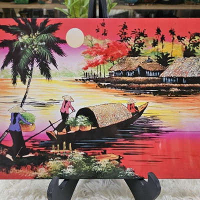 Tranh sơn mài - ĐỒNG QUÊ VIỆT NAM -Hàng xuất khẩu size 30x40 cm