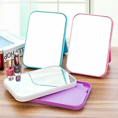 Gương Trang Điểm Gấp Gọn Hình Chữ Nhật Rõ Nét Gọn Nhẹ (14x20cm) Kiểu Dáng Sang Trọng, Đẹp Mắt Trang Trí Cho Góc Bàn Trang Điểm Thêm Phong Cách