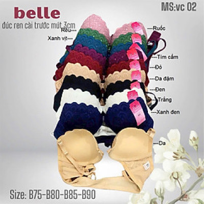 Áo Lót Nữ Ren Dày Cài Trước Có Gọng Nâng Ngực Belle VC02 – Combo Đa Màu, Đệm Mút 3 cm, Quyến Rũ & Đỡ Đỡ
