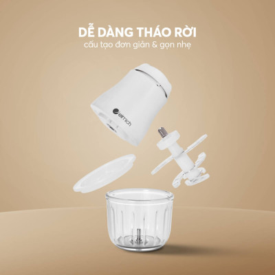 Máy xay thực phẩm Elmich CHE-8665 300ml 200W, Hàng chính hãng, 6 cánh dao, cối thủy tinh - JoyMall