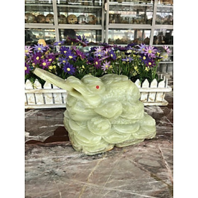 Tượng Cóc Ba Chân, Cóc Ngậm Tiền, Thiềm Thừ phong thủy chiêu tài lộc đá ngọc Onyx - Dài 20 cm