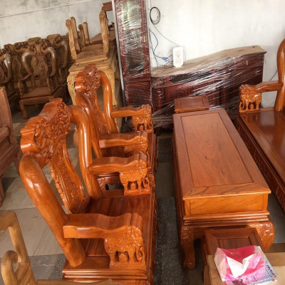 Bộ Bàn Ghế Minh Quốc Voi Gỗ Gõ Đỏ