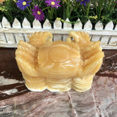 Tượng con Cua phong thủy đá ngọc hoàng long đặt bàn làm việc - Dài 17 cm