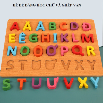 Đồ Chơi Gỗ Cho Bé, COMBO 3 Bảng Gỗ Nổi, Giúp Bé Học Bảng Chữ Cái Tiếng Việt, Số Và Là Đồ Chơi Xếp Hình