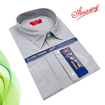 Áo sơ mi nam vạt bầu, tay dài trơn Amazing, form truyền thống, vải KT sợi tre, nhiều màu, size đại tới 110kg