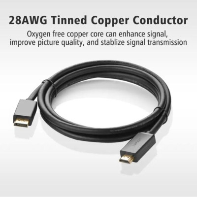 Ugreen UG10238DP101TK 1M Màu Đen Cáp chuyển đổi Displayport sang HDMI thuần đồng - HÀNG CHÍNH HÃNG