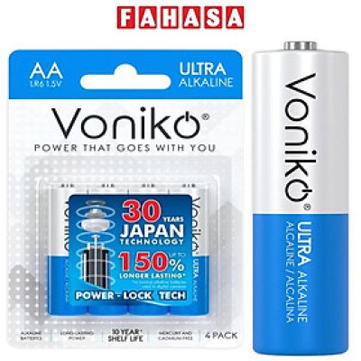 Vỉ 4 Pin Kiềm AA - Voniko