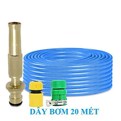 ️ Bộ dây vòi xịt nước rửa xe, tưới cây , tăng áp 3 lần, loại 20m 206701-1 đầu đồng, cút, nối PE