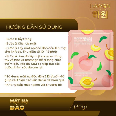 Mặt Nạ Giấy Đào Dưỡng Trắng Da Chính Hãng HAWON - 30g