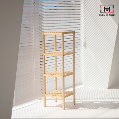 KỆ GỖ VUÔNG TRANG TRÍ 4 TẦNG - SHELF 4F MÀU GỖ