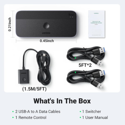 Thiết Bị Chia Sẻ 2 cổng USB 3.0 chia sang 4 cổng (3 USB A 3.0 + USB-C)  Ugreen 15705 - Hàng chính hãng