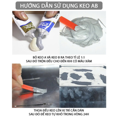 Bộ 2 Lọ Keo AB 100g Dán Sắt Kim Loại Đa Năng Siêu Dính – Bịt Lỗ Thủng Chịu Nhiệt, Chịu Lực Cao