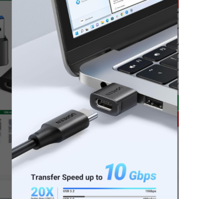 Đầu chuyển USB Type A sang USB Type C 3.1 Ugreen 45275 US701, tốc độ 10Gbps, sạc 18W (Combo 2 Chiếc) - Hàng chính hãng