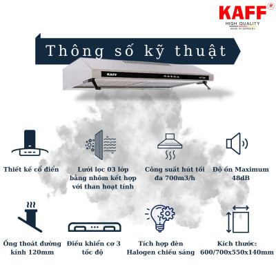 Máy hút mùi cổ điển inox 700mm KAFF KF-738I - Hàng Chính Hãng