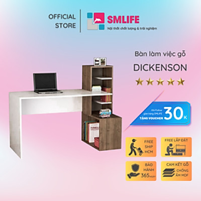 Bàn làm việc kèm tủ tại nhà bằng gỗ SMLIFE Dickenson