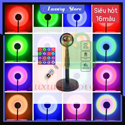 Đèn chiếu hoàng hôn Sunset 16 màu hiệu ứng ánh sáng đẹp có remote điều khiển màu thích hợp chụp ảnh sống ảo