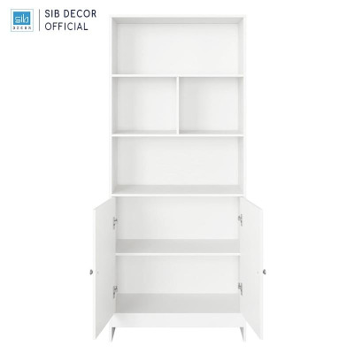 Tủ Sách Gỗ 5 Tầng Đơn Giản Mà Đẹp Màu Trắng Thương Hiệu SIB Decor KS11