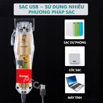 Tông đơ cắt tóc chuyên nghiệp Kemei KM-NG203 phiên bản trend thấy mạch cá tính sạc nhanh USB công suất mạnh có thể dùng cạo tóc phù hợp sử dụng salon tiệm tóc, barber shop
