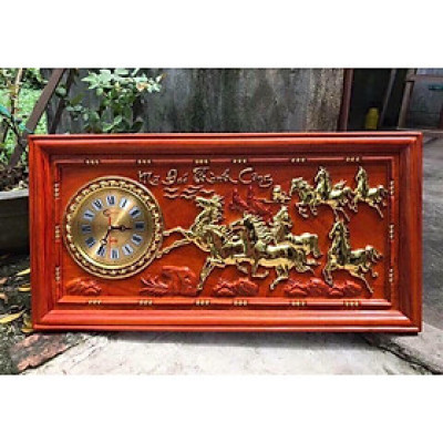  Đồng hồ treo tường mã đáo thành công bằng gỗ hương kt  41×81×3cm