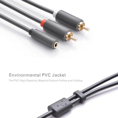 Ugreen UG10588AV102TK 1M màu Đen Cáp âm thanh 2 đầu Bông sen sang 3.5mm Âm - HÀNG CHÍNH HÃNG