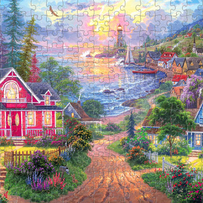 Tranh xếp Hình Tia Sáng- Hoàng hôn duyên hải (247 Mảnh Ghép)