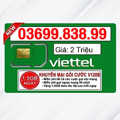 Sim Viettel số đẹp - Hàng chính hãng - 03699.838.99