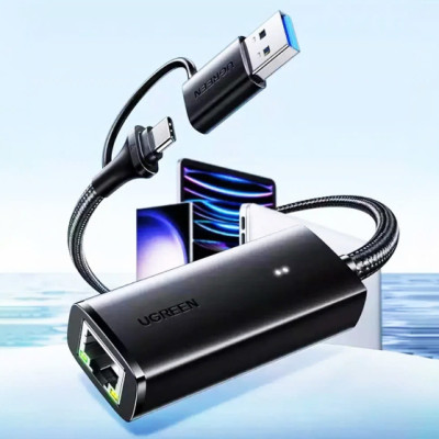 Cáp Chuyển Đổi Mạng USB 3.0 & USB-C Sang Lan hỗ trợ 10/100/1000 Mbps Ugreen 15638 - Hàng chính hãng