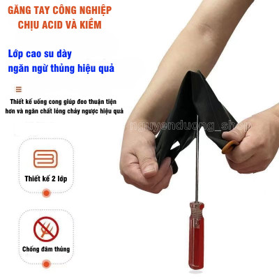 Găng Tay Công Nghiệp Chống Hóa Chất, Chống Axit Mạnh và Kiềm, Găng Tay Cao Su Bảo Hộ Lao Động