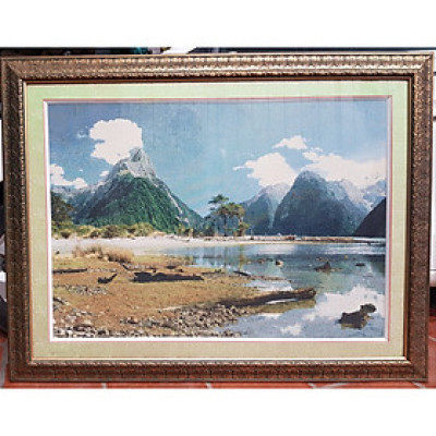 TRANH DỆT THẢM -NON NƯỚC HỮU TÌNH (TỰA NÚI THÁI SƠN)