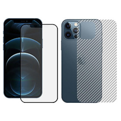Dán Cường Lực Màn Hình + Mặt Lưng + Viền Vân Carbon iPhone 12/12 Pro/12 Pro Max GOR Full Chống Vân Tay - Hàng Nhập Khẩu