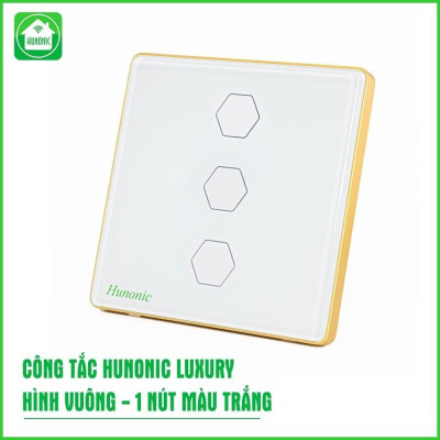 Công Tắc Cảm Ứng Hunonic Luxury Hình Vuông, Điều Khiển Từ Xa Bằng Điện Thoại