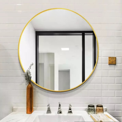 Gương tròn khung nhôm mạ vàng D600 mm