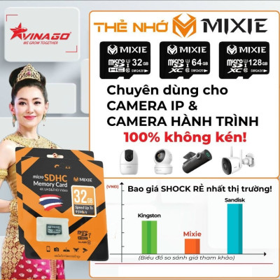 Thẻ Nhớ Mirco SD Mixie 64Gb - Thẻ Nhớ Mixie 32Gb Class 10 Chuyên Ghi Hình Cho Camera, Máy Ảnh và Điện Thoại - Hàng Chính Hãng