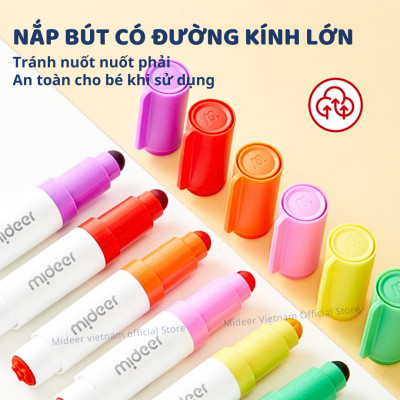 Bút màu nước 2 đầu, kèm dấu cho bé xóa được mideer Round-Tip Stamper Washable Marker