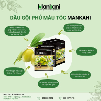 Gói Dầu Gội Nhuộm Tóc, Phủ Bạc Thảo Dược Mankani [Gói 25ml - Nho Tím]