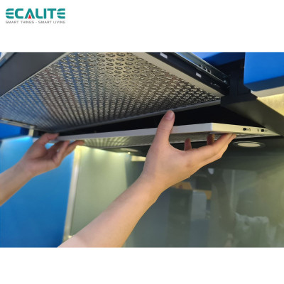 Máy Hút Mùi Âm Tủ H-Series Ecalite EH-AT90LCD -  Kính Đen - Điều Khiển Cảm Ứng 3 Tốc Độ - Màn Hình LCD Hiện Đại - Hàng Chính Hãng