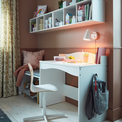 Bàn Học Tập Cho Bé, Bàn Làm Việc Cá Nhân Nhỏ Màu Trắng SIB Decor BLV77