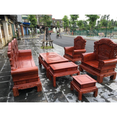 Bàn ghế phòng khách khổng tử gỗ hương đá