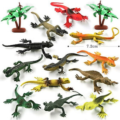 Bộ 12 đồ chơi Tắc Kè Safari hoang dã (dài 8 cm) New4all ANIMAL WORLD mô hình tắc kè thằn lằn nhựa giả cho bé trên 3 tuổi