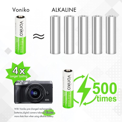 Vỉ 2 Pin Sạc AA 1300mAH - Voniko