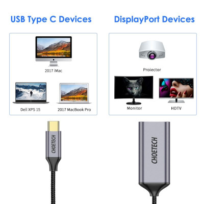 HUB Choetech HUB-H11 chuyển từ TYPE C sang Displayport 4K@60Hz (Hàng chính hãng)