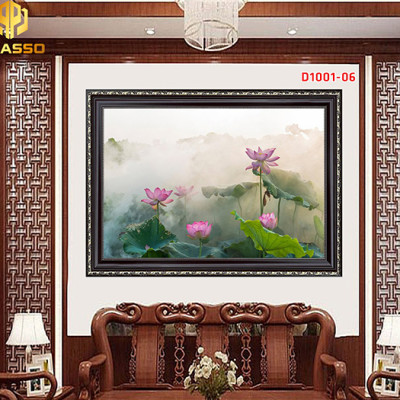 Tranh kính cường lực  Hoa Sen sang trọng D1001