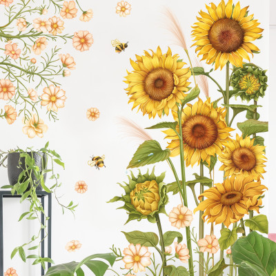Sticker Giấy Dán Tường Decal Dán tường Tranh Dán Tường Trang Trí Tường Mẫu Cánh Đồng Hoa Mặt Trời ZDB-2103