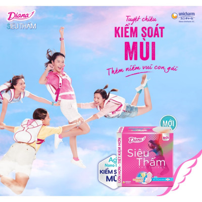 Combo 4 Băng vệ sinh Diana siêu thấm siêu mỏng cánh 20 miếng/gói