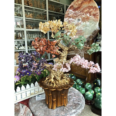 Cây Tài Lộc phong thủy đá thạch anh ngũ sắc - Cao 45 cm