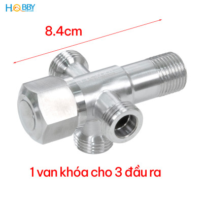 Van chia nước 3 nhánh ren ngoài 21 inox 304 Hobby home decor DNV4